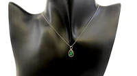 10K White Gold 0.40cttw Oval Cut Emerald Pendant, 18"