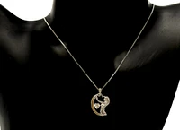 Sterling Silver & 10K Yellow Gold White Zircon & Diamond Mom Pendant, 18"