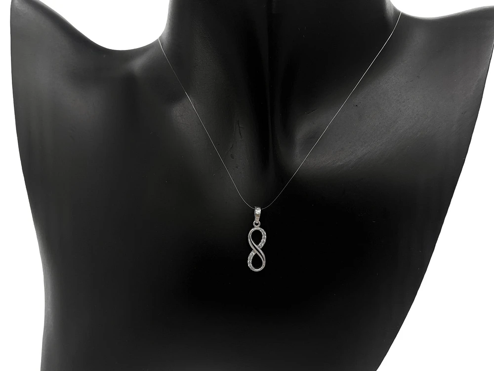 10K White Gold Infinity Cubic Zirconia Charm - 21mm x 5mm