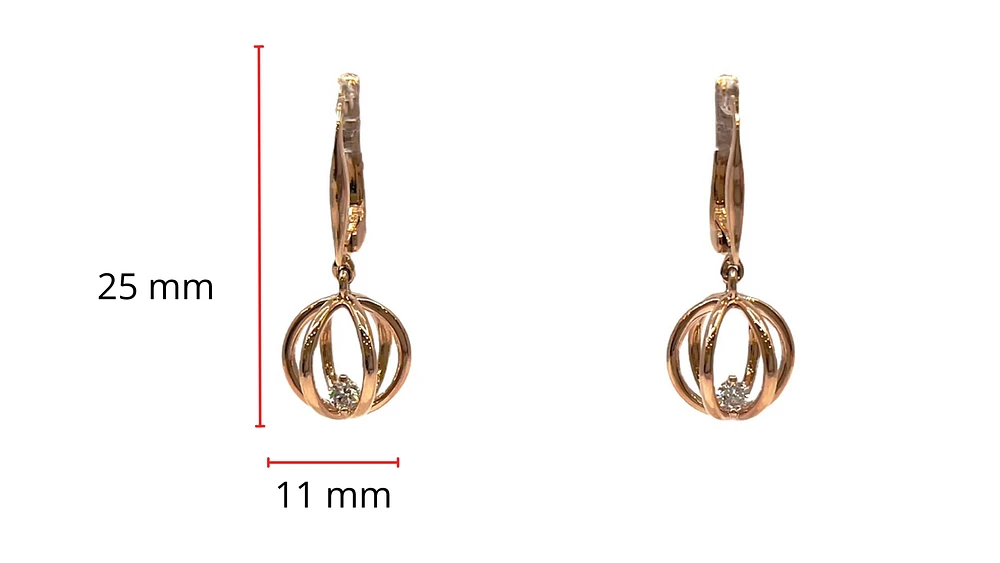 14K Rose Gold 0.124cttw Canadian Diamond Dangle Earrings