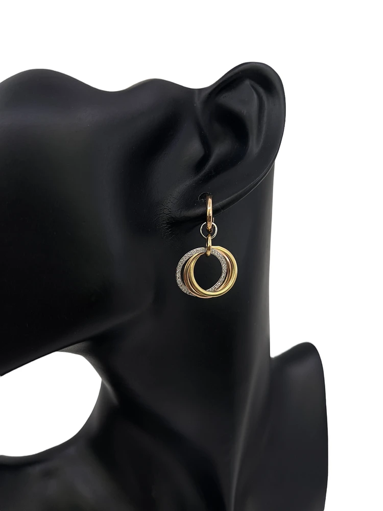 14K Tri Tone 0.32ctts Diamond Earrings