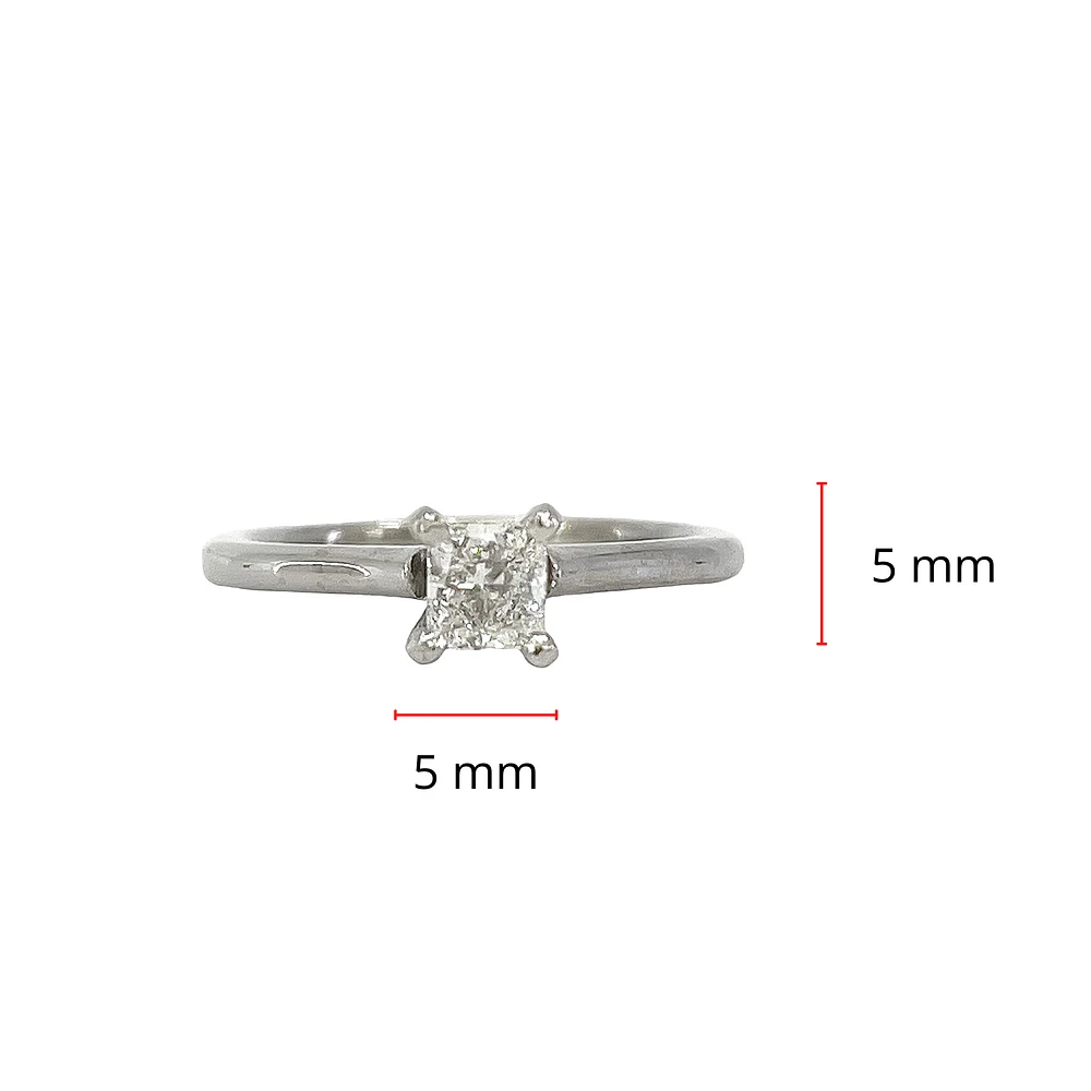 14k White Gold 0.45Cttw Lab Grown Princess Cut Diamond Engagement Ring - /