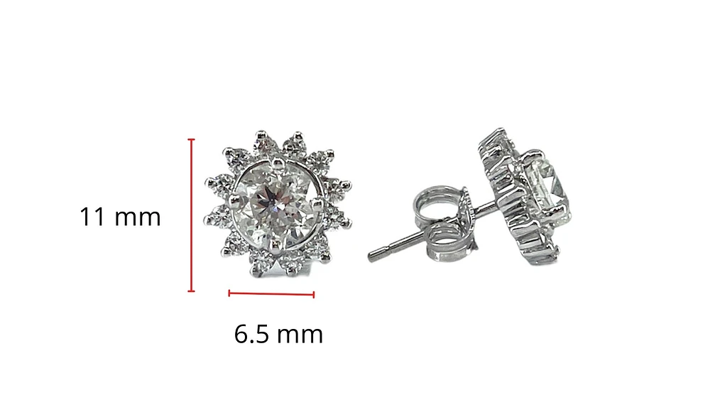 14K White Gold 2.63cttw Diamond Stud Earrings
