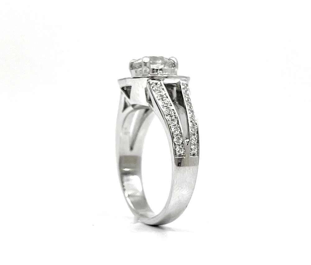 14K White Gold 1.57cttw Diamond Engagement Ring, Size 6