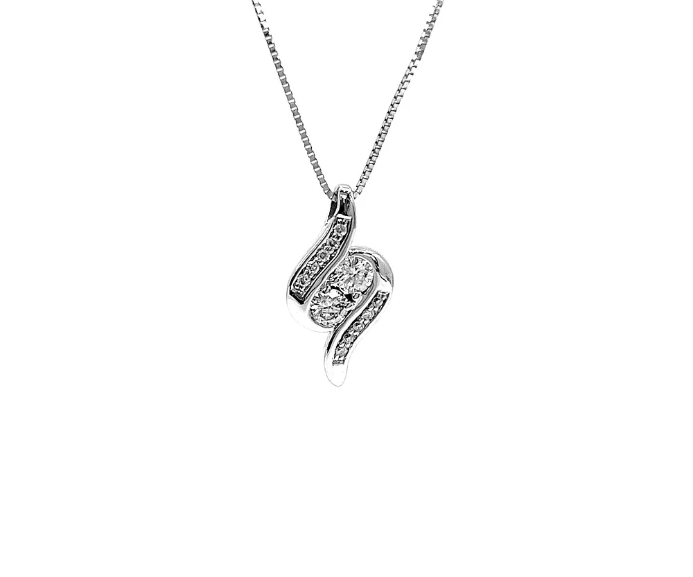 10K White Gold 0.25cttw Diamond Pendant, 18"
