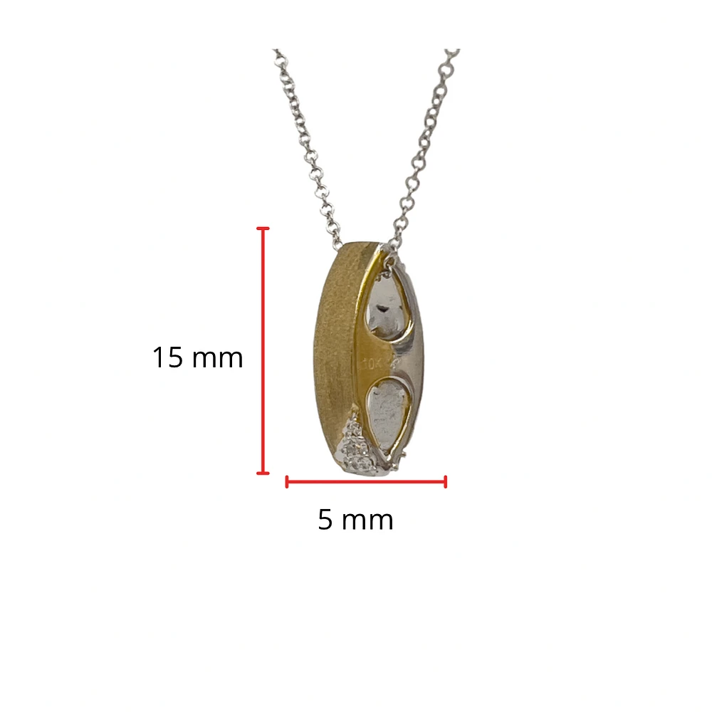 10K Two-Tone Reversible 0.08cttw Diamond Pendant, 18"
