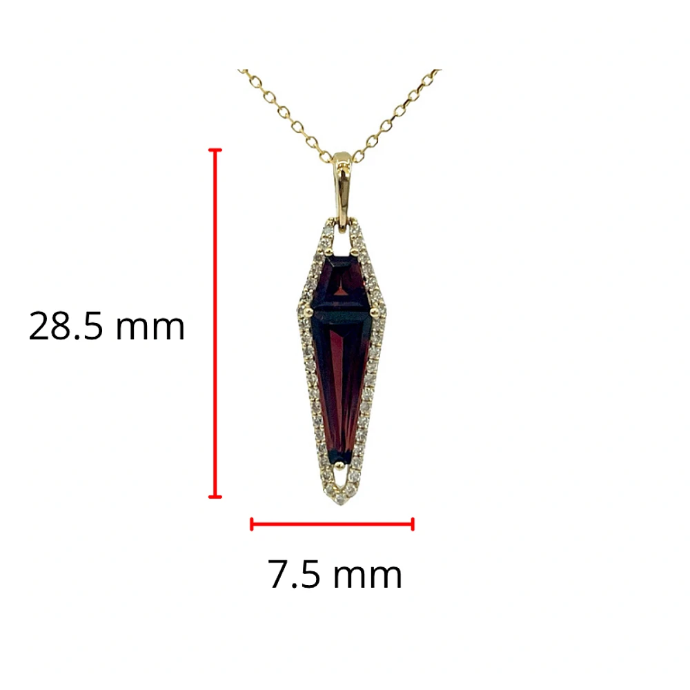 14K Yellow Gold 1.85cttw Garnet and 0.21cttw Diamond Necklace - 18 Inches