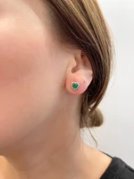 10K Yellow Gold Genuine Emerald and Diamond Earrings
