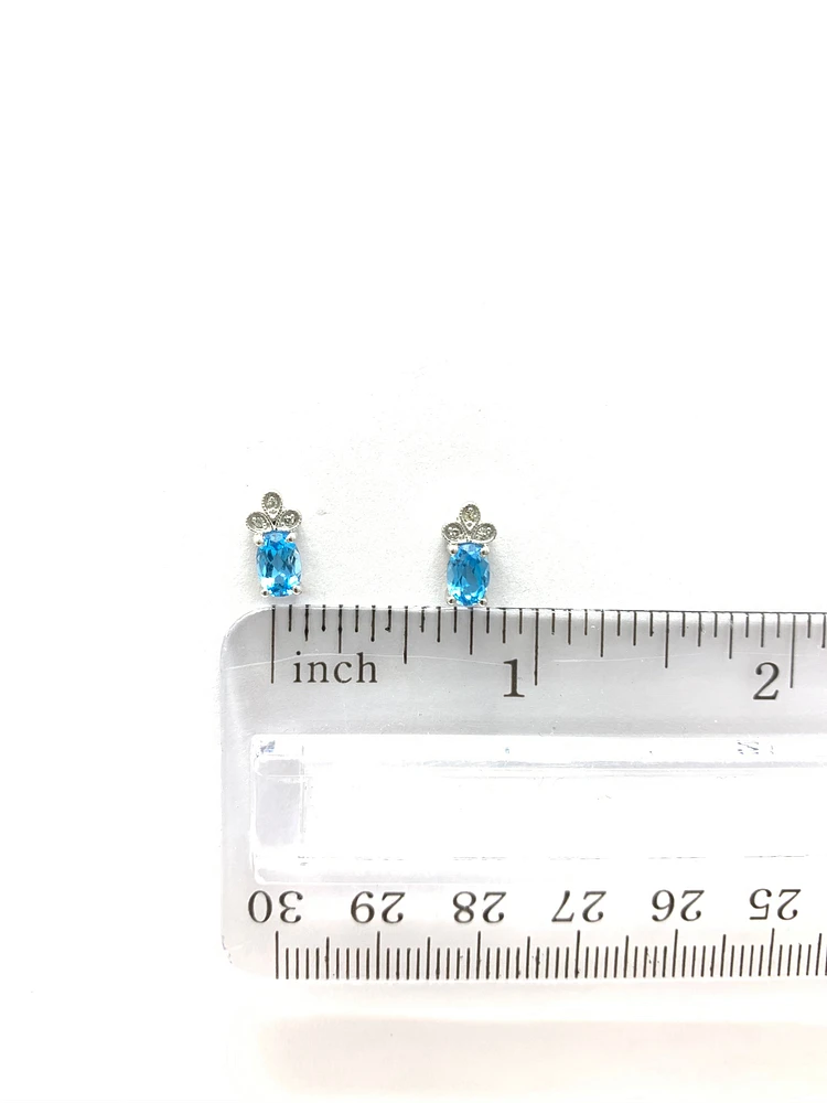 Blue Topaz & Diamond Earrings