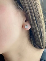 10K White Gold Aquamarine & 0.06cttw Diamond Earrings