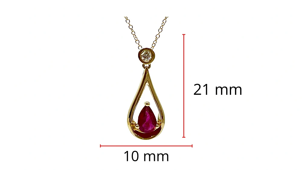 10K Yellow Gold 0.45cttw Ruby and 0.055cttw Diamond Necklace, 18"