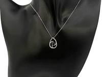 10K White Gold 0.60cttw Genuine Sapphire & 0.10cttw Diamond Pendant, 18"