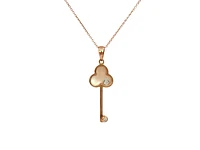 10K Rose Gold Mother of Pearl and 0.02cttw Diamond Pendant, 18"