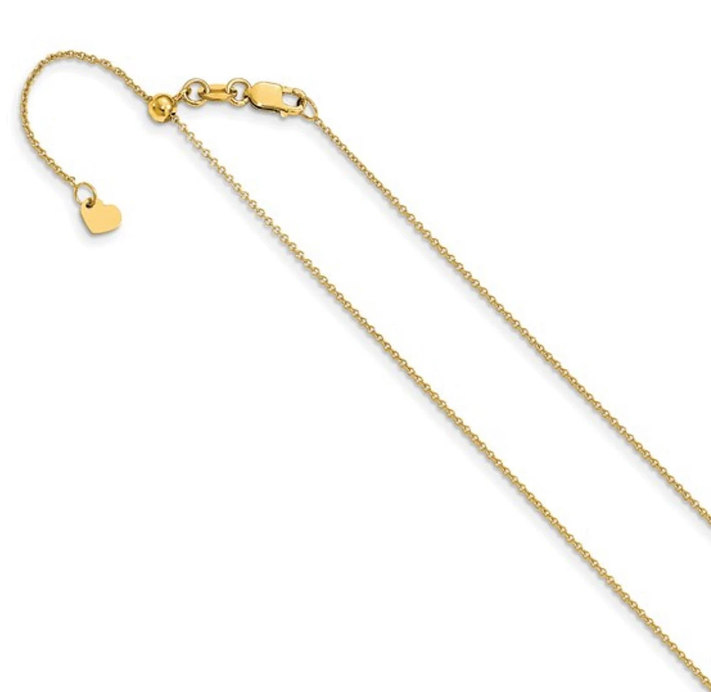 Adjustable 14K Gold Round Cable Chain 16