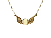 10K Yellow Gold 0.50cttw Opal and 0.10cttw Diamond Necklace - 18 Inches
