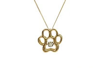 10K White, Yellow or Rose Gold Paw Print Diamond Necklace