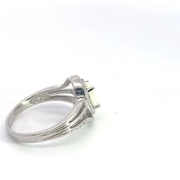 925 Sterling Silver Opal & Diamond Ring - 4.5