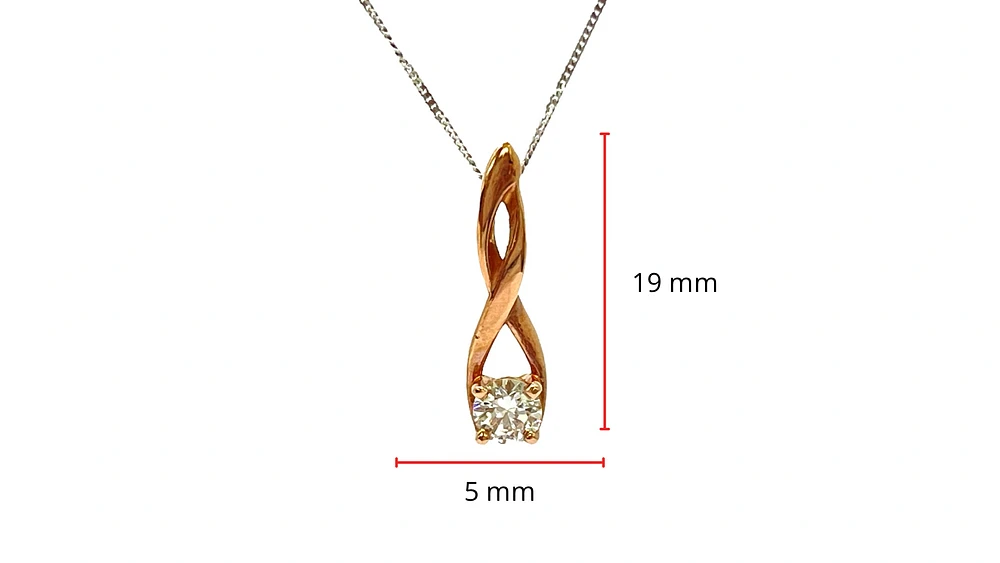 10K White and Rose Gold 0.30cttw Diamond Pendant,  18"