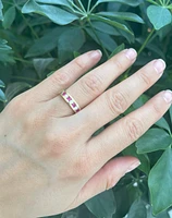 10K Yellow Gold 0.28cttw Genuine Ruby & 0.18cttw Diamond Channel Set Ring / Band, size 6.5