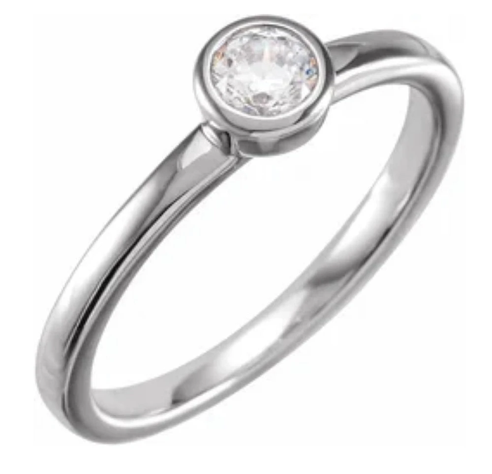 14K 0.50 CT Lab-Grown Diamond Bezel-Set Ring - gold /