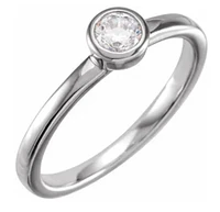 14K 0.50 CT Lab-Grown Diamond Bezel-Set Ring - gold /