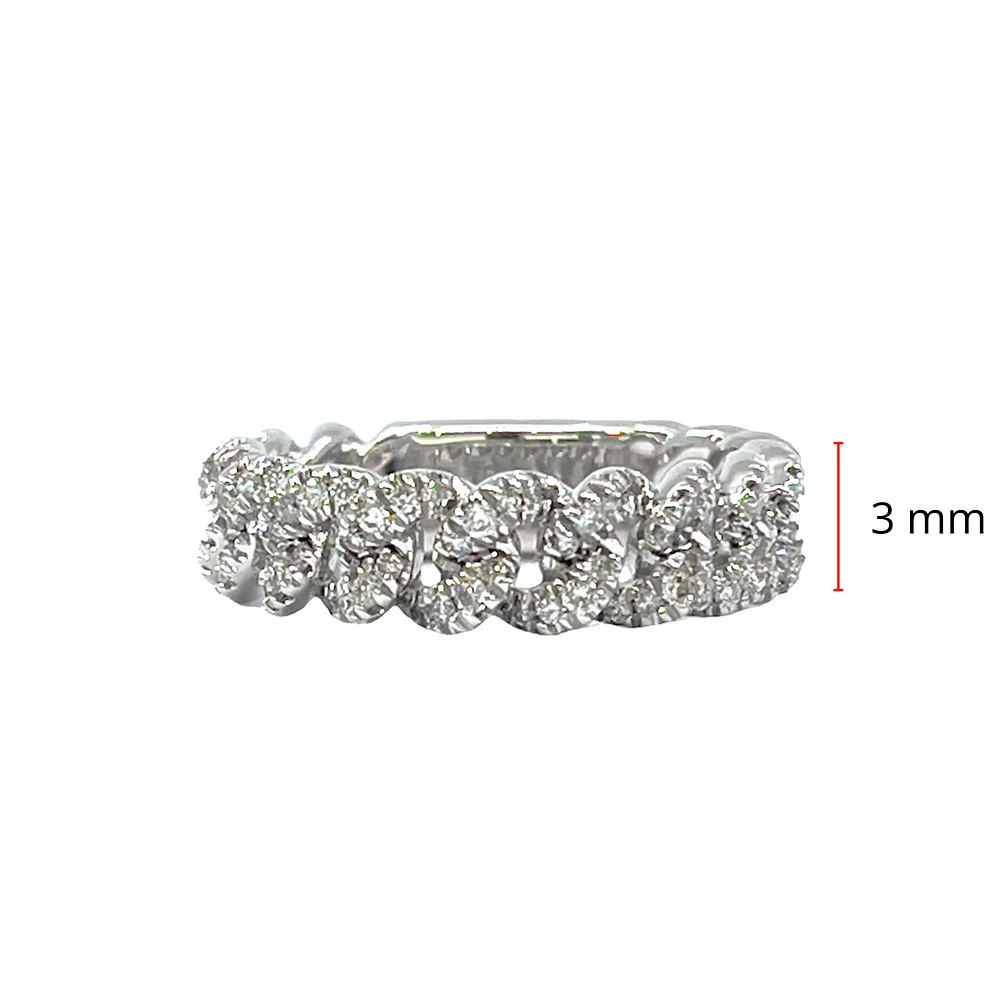 10K White Gold 0.50cttw Diamond Miami Cuban Link Ring / Band, size 6.5