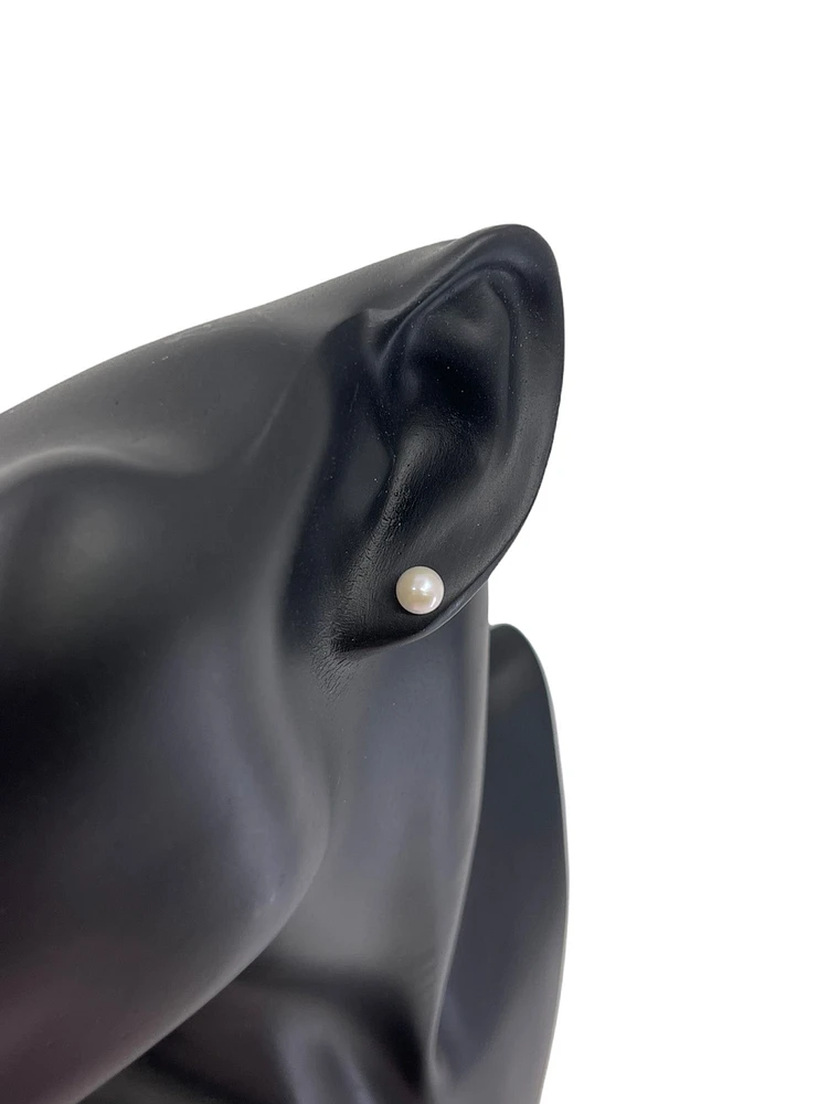 14K Yellow Gold 7-7.5mm Cultured Pearl Earrings with Butterfly Backs