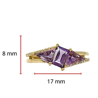 14K Yellow Gold 0.88cttw Amethyst and 0.13cttw Diamond Ring, size 6