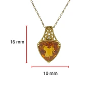 10K Yellow Gold Citrine and Diamond Pendant, 18"