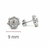 925 Sterling Silver Cubic Zirconia Floral Stud Earrings - 10.5mm