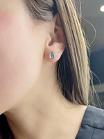 10K White Gold Aquamarine & 0.06cttw Diamond Earrings