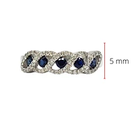 14K White Gold 0.40cttw Genuine Sapphire & 0.19cttw Diamonds Ring, size 6.5