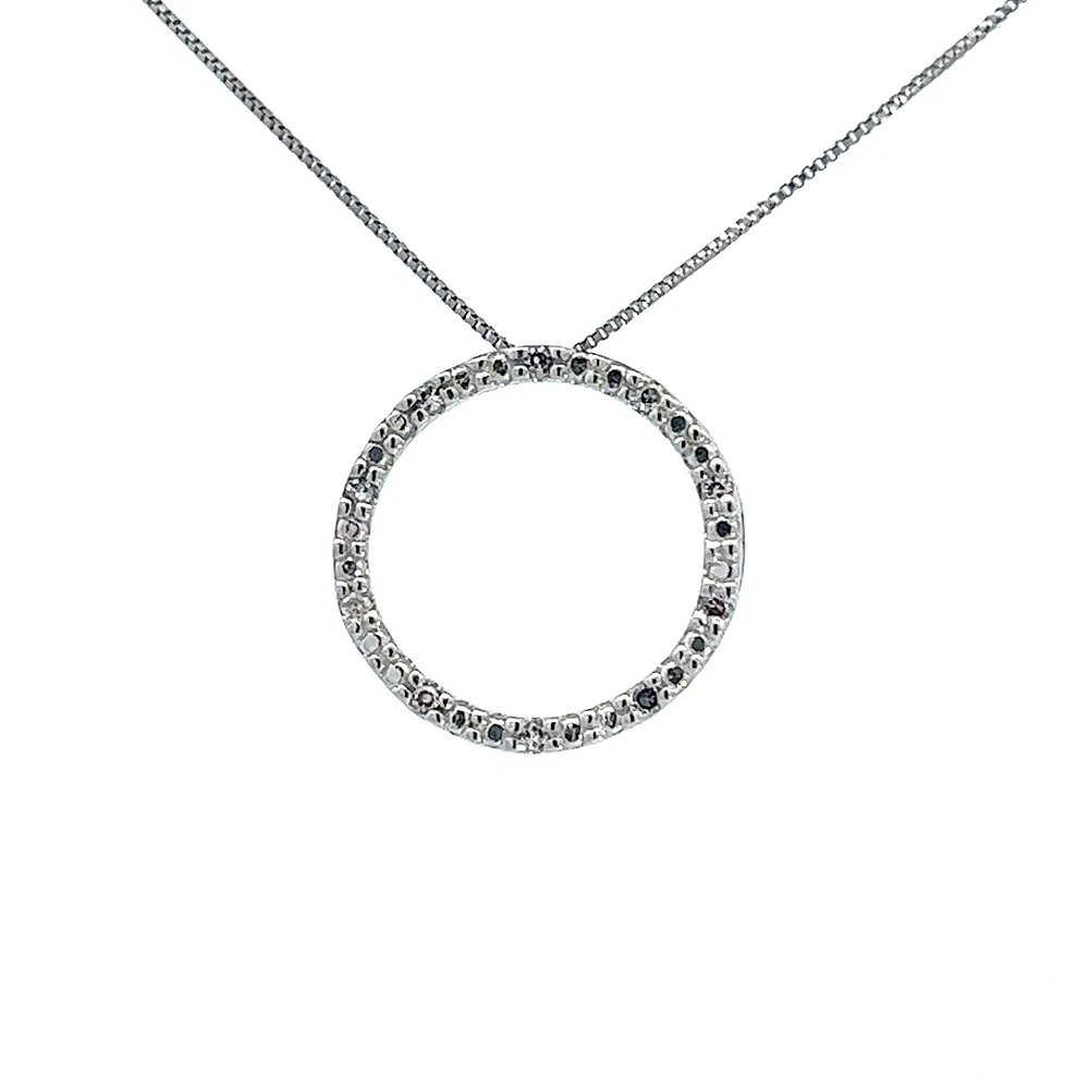 10K White Gold 0.05cttw Diamond Eternity Pendant - 18"