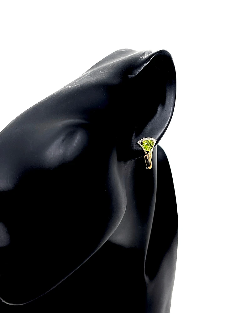 10K Yellow Gold Peridot & Diamond Earrings