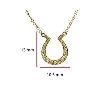 14K Yellow Gold 0.12cttw Diamond Horseshoe Pendant, 18"