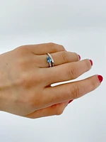 Genuine Blue Topaz & Diamond Ring