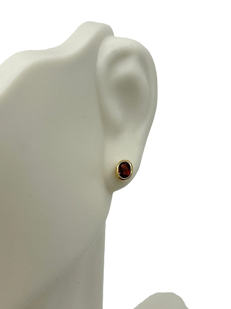 10K Yellow Gold 0.45cttw Oval Cut Garnet Earrings