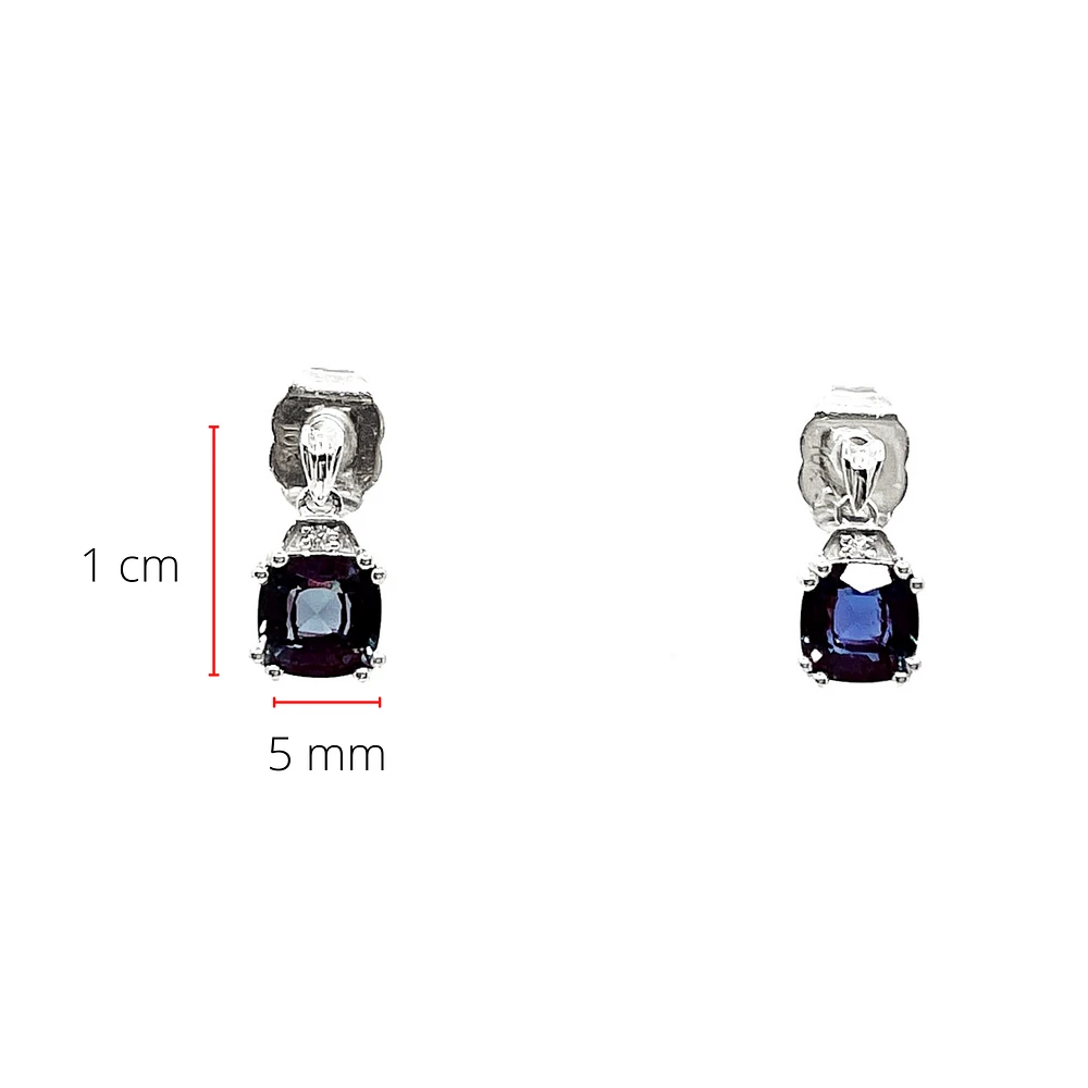 10K White Gold 6mm Cushion Cut Created Alexandrite and 0.01cttw Diamond Earrings