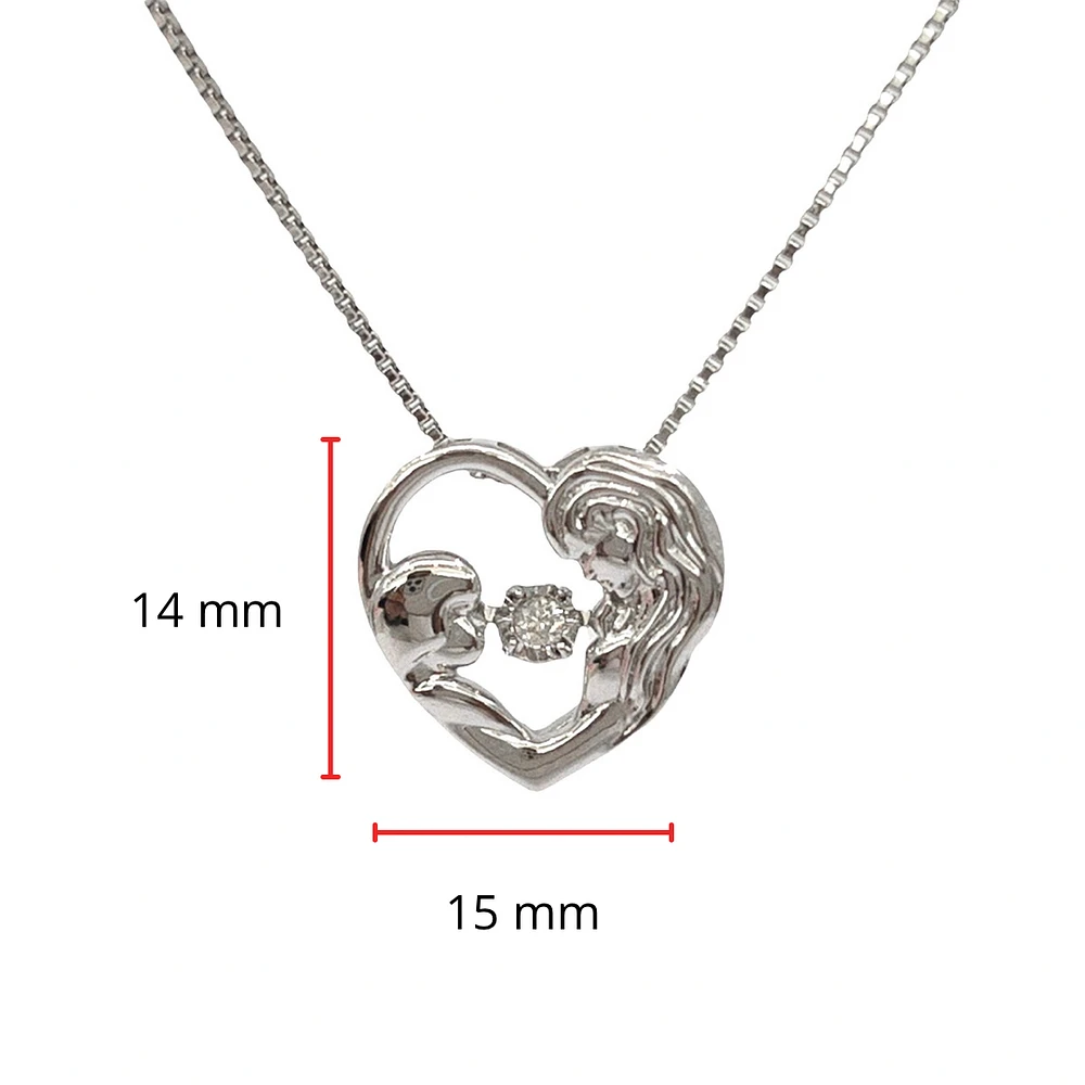 Sterling Silver 0.03cttw Diamond Mom Pendant, 18"