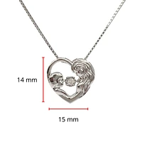 Sterling Silver 0.03cttw Diamond Mom Pendant, 18"