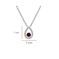 14K White Gold 0.23cttw Genuine Ruby with 0.13cttw Diamond Necklace - 16 Inches