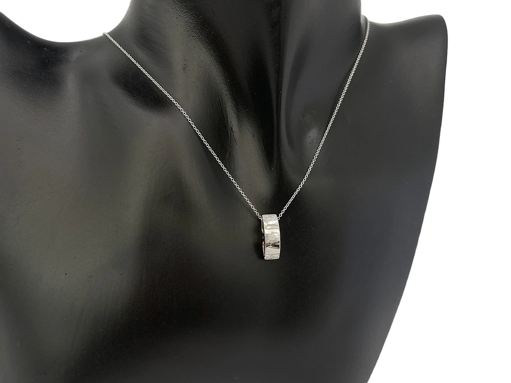 10K Two-Tone Reversible 0.08cttw Diamond Pendant, 18"