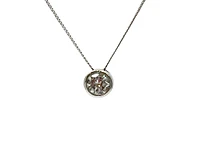 10K White Gold 0.20cttw Bezel Set Diamond Pendant, 18"