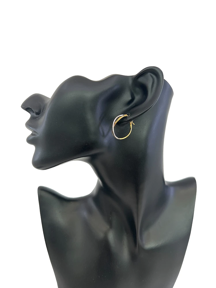 10K Two Tone Gold 23mm Earrings