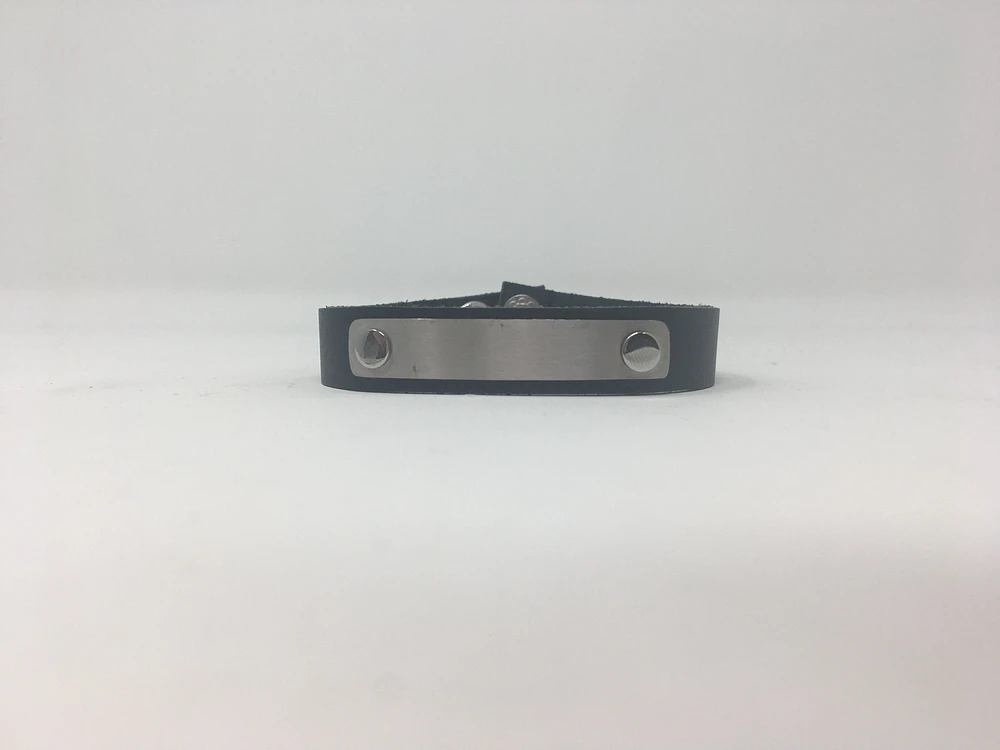 Mens Leather ID Bracelet