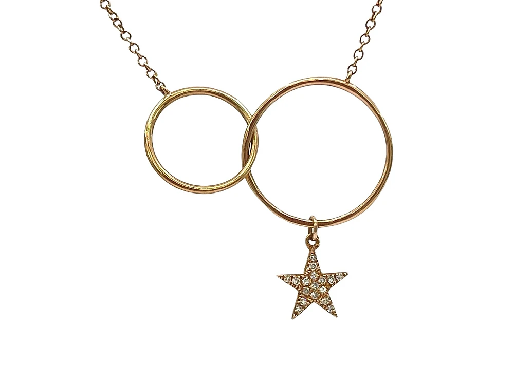 14K Rose Gold 0.04cttw Diamond Pendant, 18"