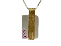 Sterling Silver and 18K Gold Plated 0.20cttw Ruby Pendant, 18"