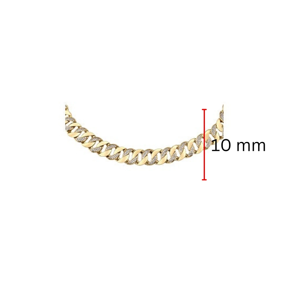 10K Yellow Gold 3.50cttw Diamond Miami Cuban Link Pave Set Chain / Necklace, 16"