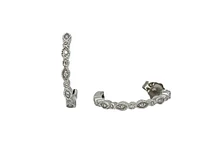 14K White Gold 0.07cttw Diamond Hoop Earrings