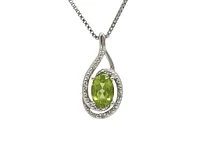 925 Sterling Silver Peridot & Diamond Necklace